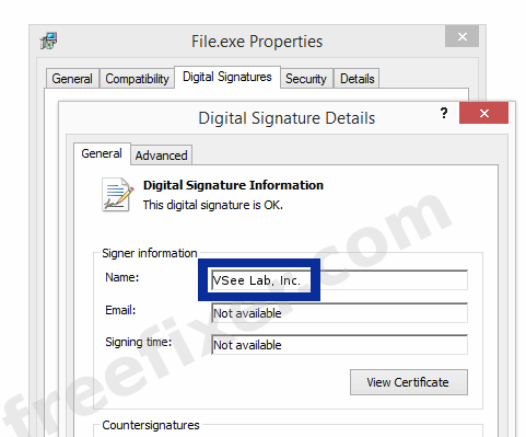 Screenshot of the VSee Lab, Inc. certificate
